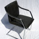 Chair with steel and leather armrests