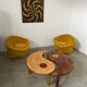 Solid wood coffee table with 2 Yin and Yang elements vintage 60s