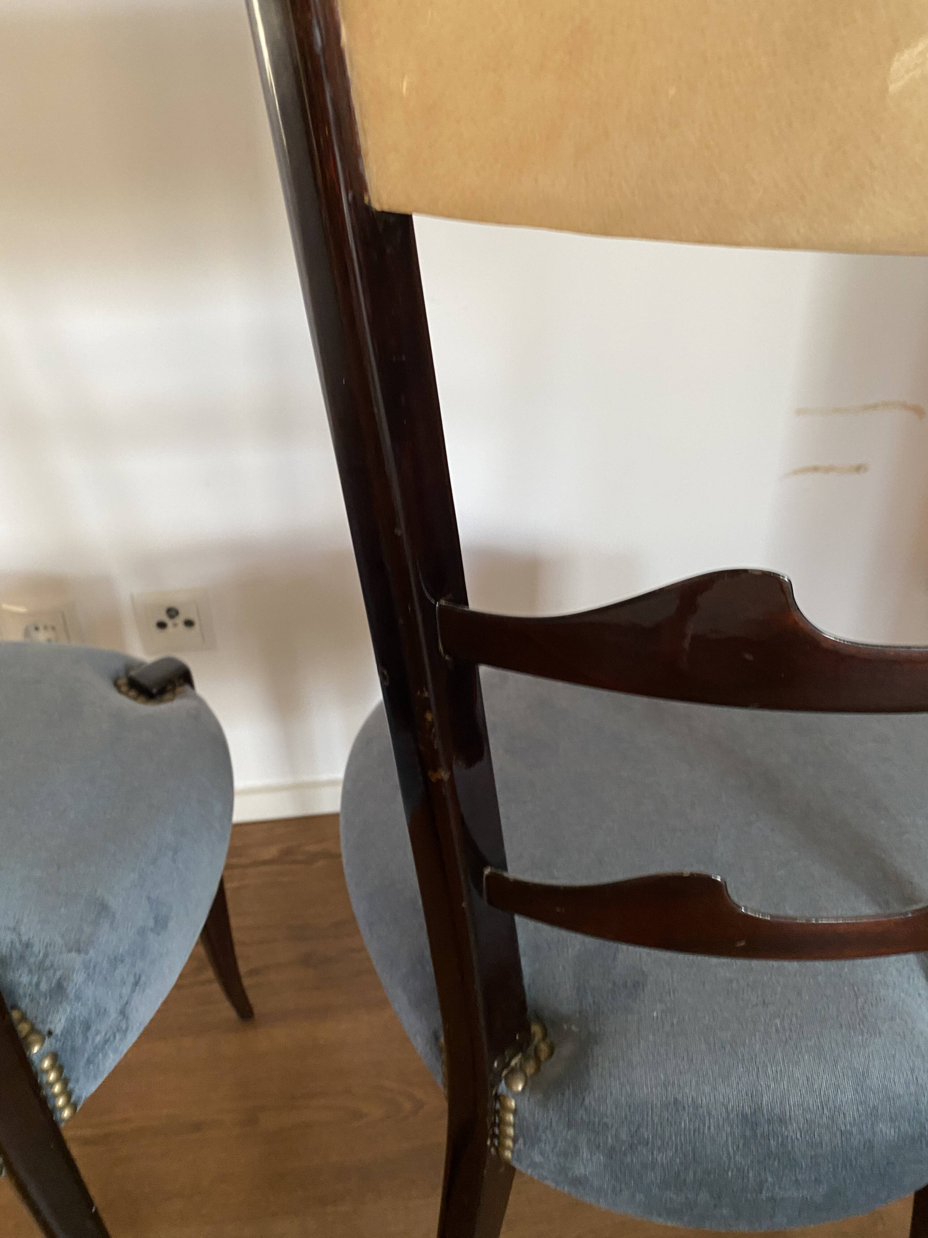 Set of four Italian Mid-Century Modern High Back dining chairs by Aldo Tura
