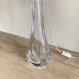 Pair large clear crystal val saint lambert table lamps - belgium 1950's