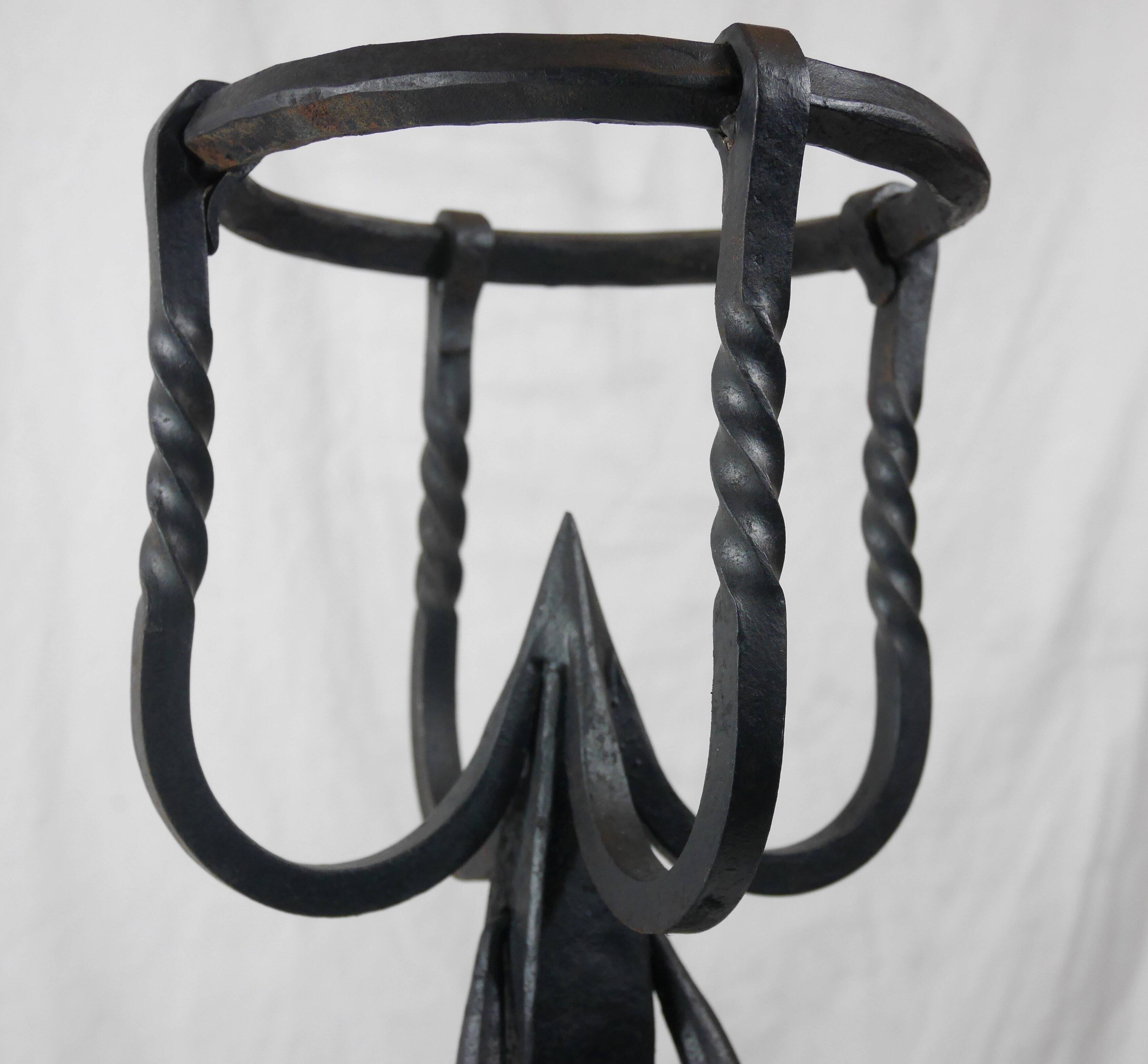 Pair of wrought iron landier andirons