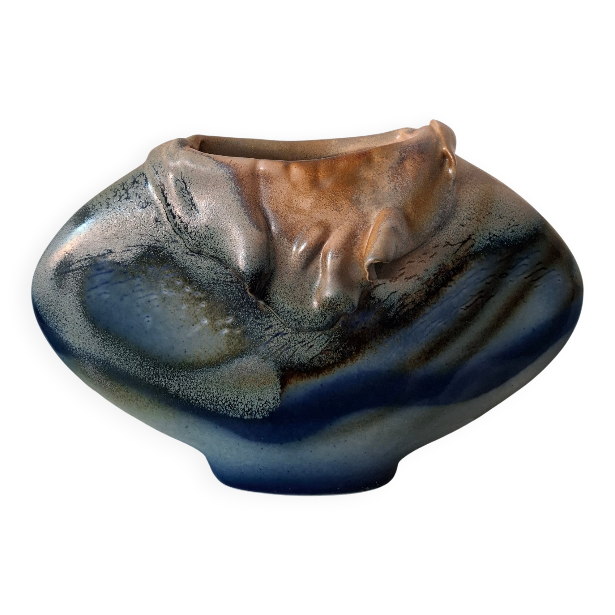 Art vase in raku pottery signed by Tony Evans.