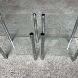 2 vintage 1980 rectangular sofa ends 2 translucent trays round tube
