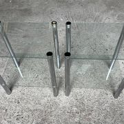 2 vintage 1980 rectangular sofa ends 2 translucent trays round tube