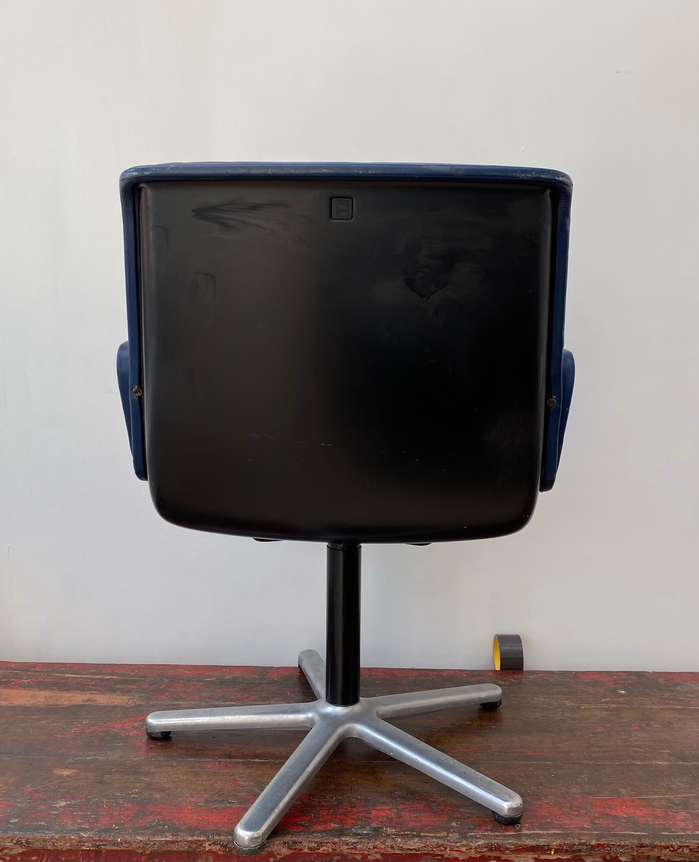 Vintage navy Blue Leather Office Chair by Wilkhahn