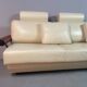 Exceptional Mid-Century Frighetto Italian Cream Leather Landscape Sofa with