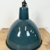 Industrial Petrol Enamel Factory Pendant Lamp, 1960s