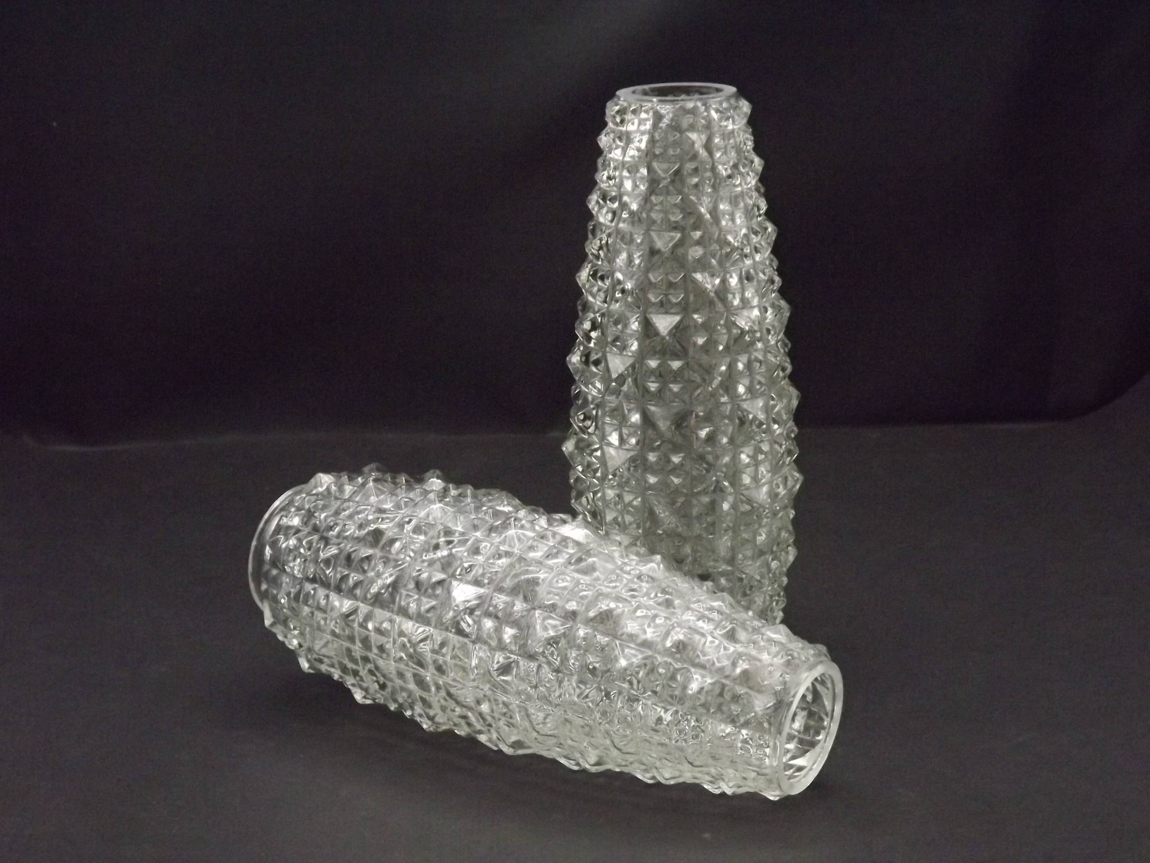 Pair of Vintage Cut Glass Retro Replacement Shades for Chandeliers/Wall Lights