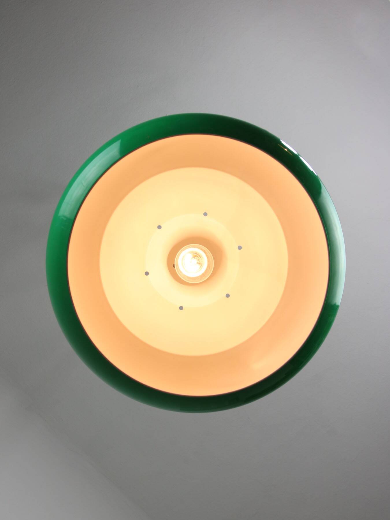 Vintage Green Italian Pool Table Lamp in Brass and Plastic