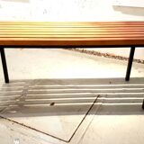 Bench / coffee table with slats structure wrought iron 1960s