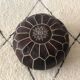 Moroccan-style chocolate leather Pouf