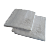 2 old R.A embroidered pillowcases in 73cm by 73cm cotton