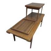 Teak metamorphic coffee tables and tray Johannes Andersen for Trioh, 1960s