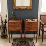 Pair of Louis XV style bedside tables in cherry wood.