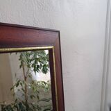 Vintage Cherry Wood Wall Mirror with Gilt Detail & Beveled Glass, 1980