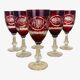 6 antique red Bohemian crystal wine glasses.