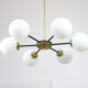 Mid-century sputnik brass and opaline glass chandelier