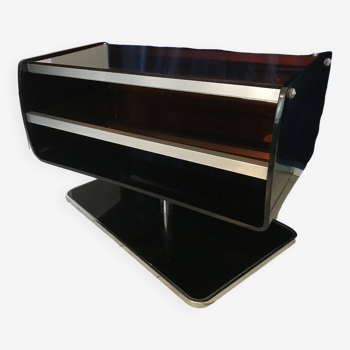 Swivel TV unit in smoked plexiglass