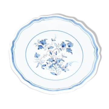 Compotier A. Montagnon decorated with blue camaïeu flowers