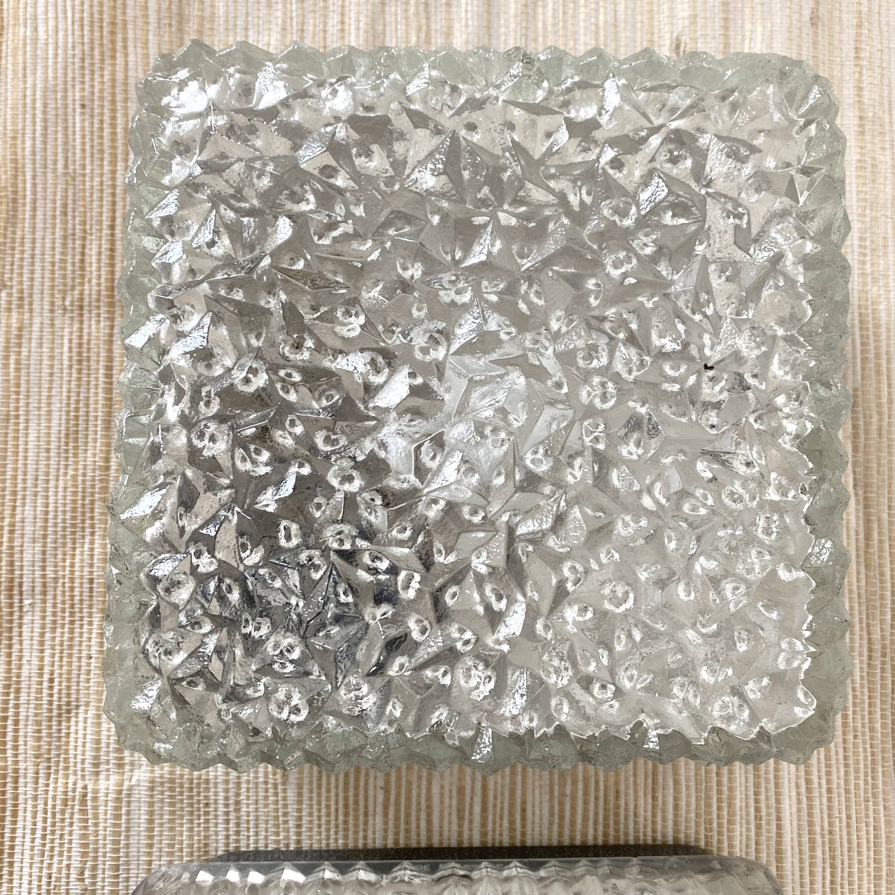 Plafonniers carrés en verre holophane, années 1960-1970