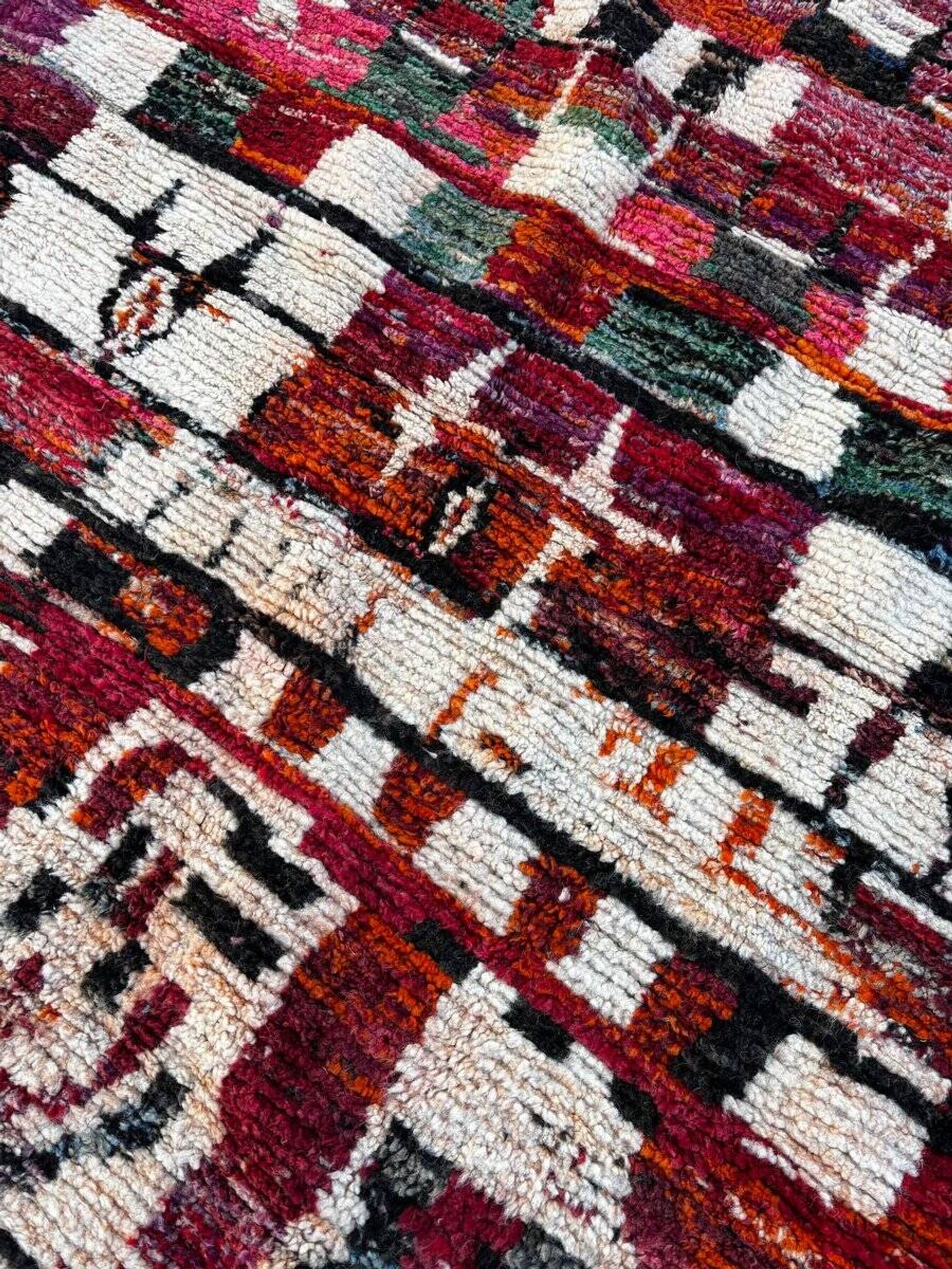 Multicoloured Moroccan Berber rug for the living room.