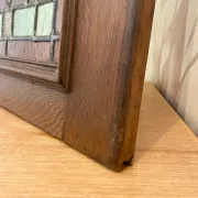 Rare - antique wooden furniture door with art nouveau stained glass