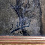 Oil on canvas portrait 19th century 1888 man with mustache by J. Abrol