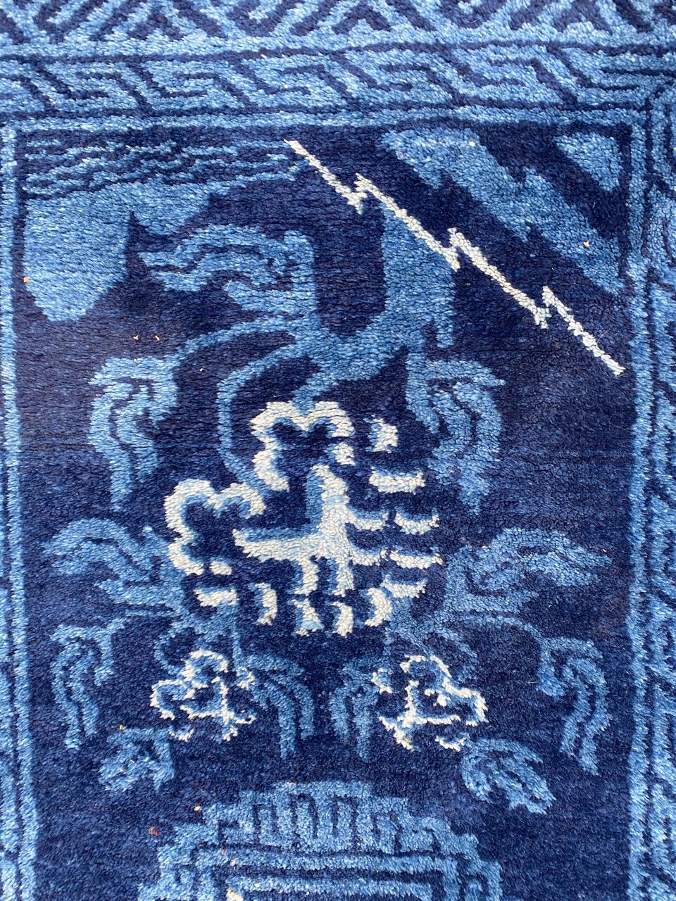 Small handmade old Chinese carpet 70x131 cm