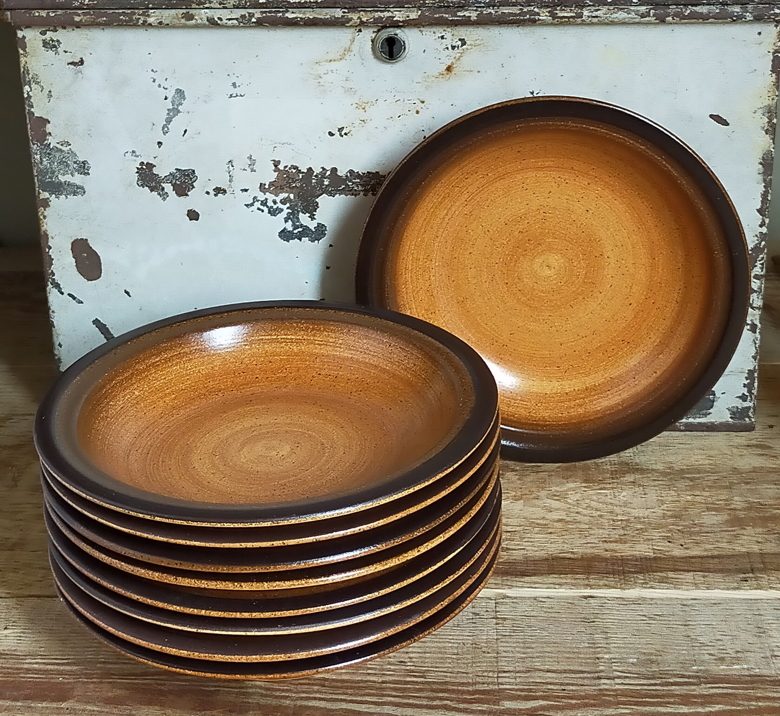 Nine hollow earthenware plates of saint-amand décor main service "meylan"vintages