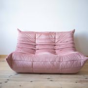 Pink Pearl Velvet Togo 2-Seat attributed to Michel Ducaroy for Ligne Roset