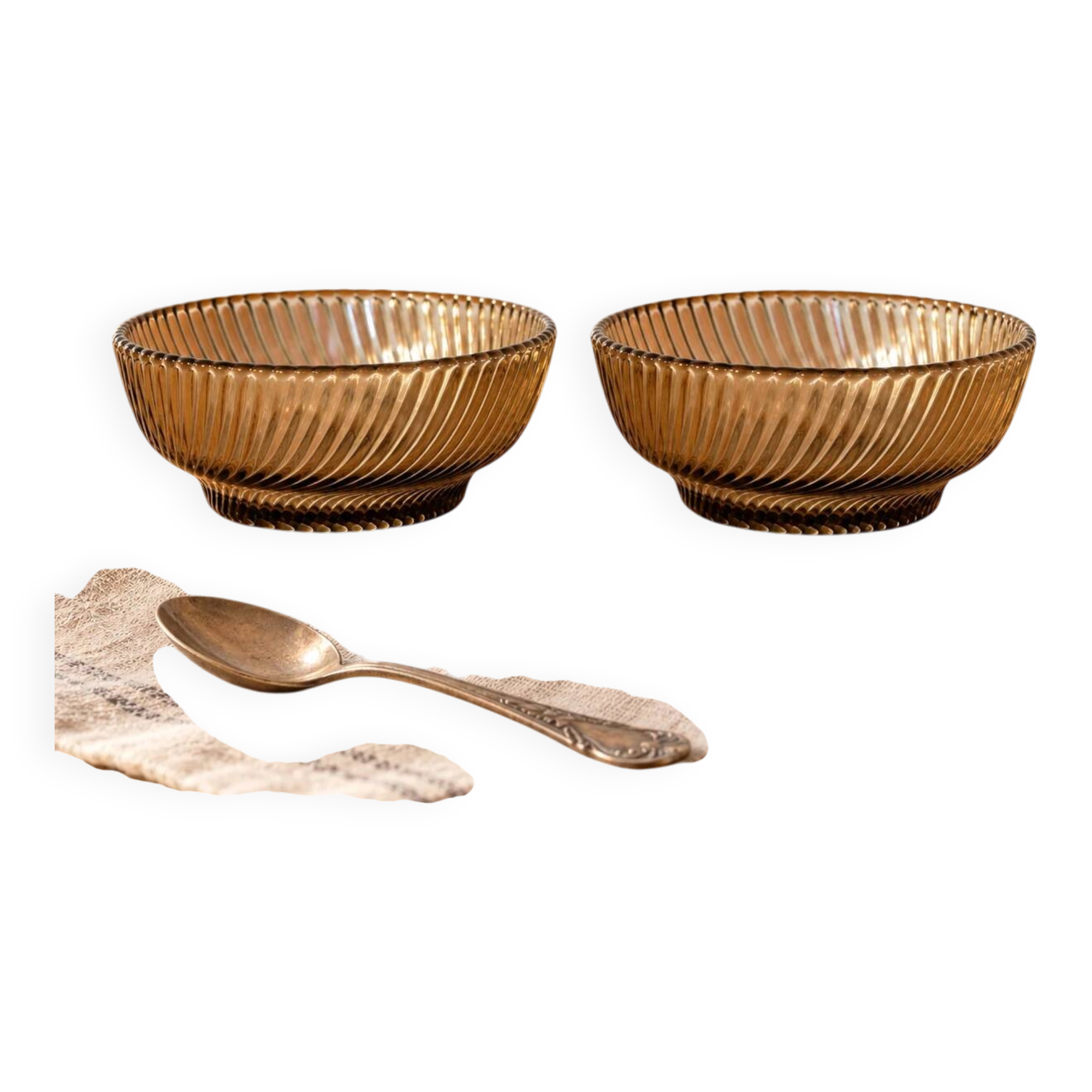 Set of 2 vintage smoky amber glass bowls – Twisted decor