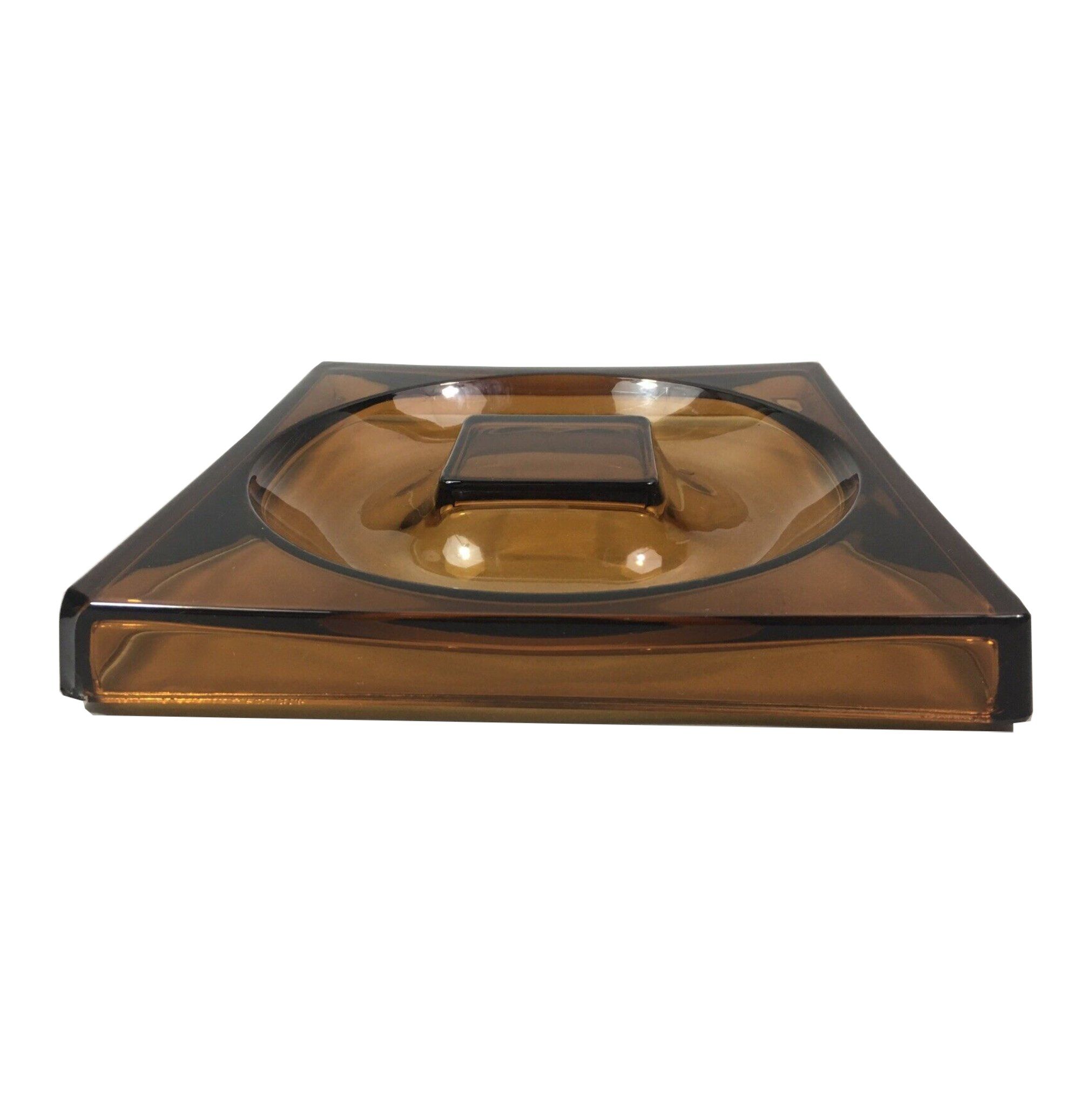 Large empty pocket smoked glass - 1970