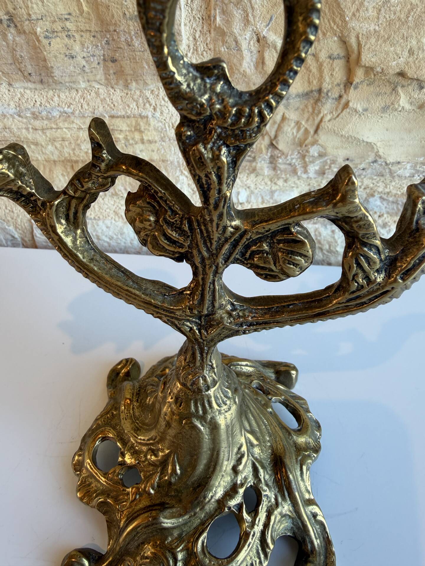 Antique Art Nouveau chandelier in gilded bronze with 3 lights – Vintage candlestick