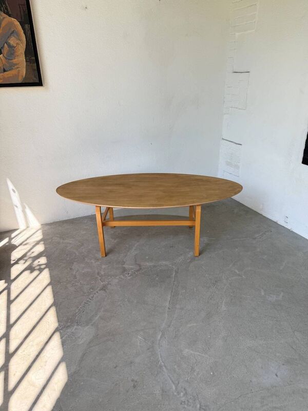 Table basse ovale en hêtre, Ikea 1980