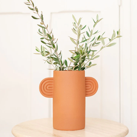 Amber terracotta ceramic vase - Oustao