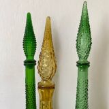 Carafe italienne Empoli verre ambre bulles , 1970