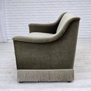 1970s, Danish 3-seater sofa, green furniture velour, beech wood.