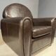 Pair of leather armchairs in French Art Deco style, 1970s