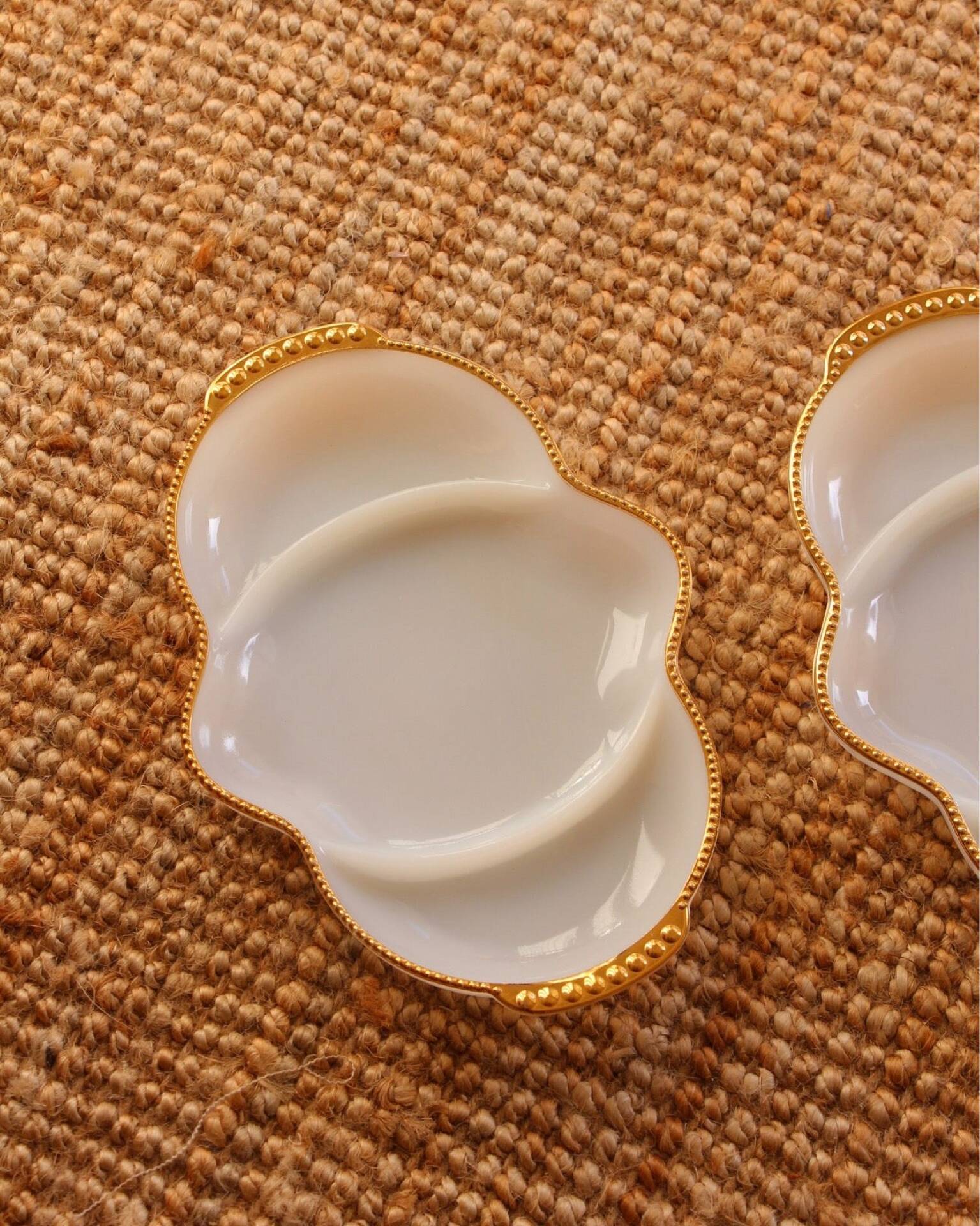 Pair of opaline serving dishes, USA, King Fire, 50s-60s