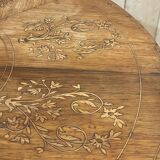 Pedestal table XIXth in walnut and marquetry