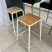 2 snack stools from the 70s, metal and wood, good condition