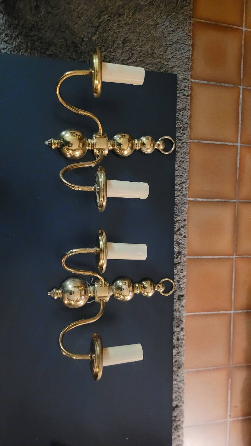 Pair of brass wall lights