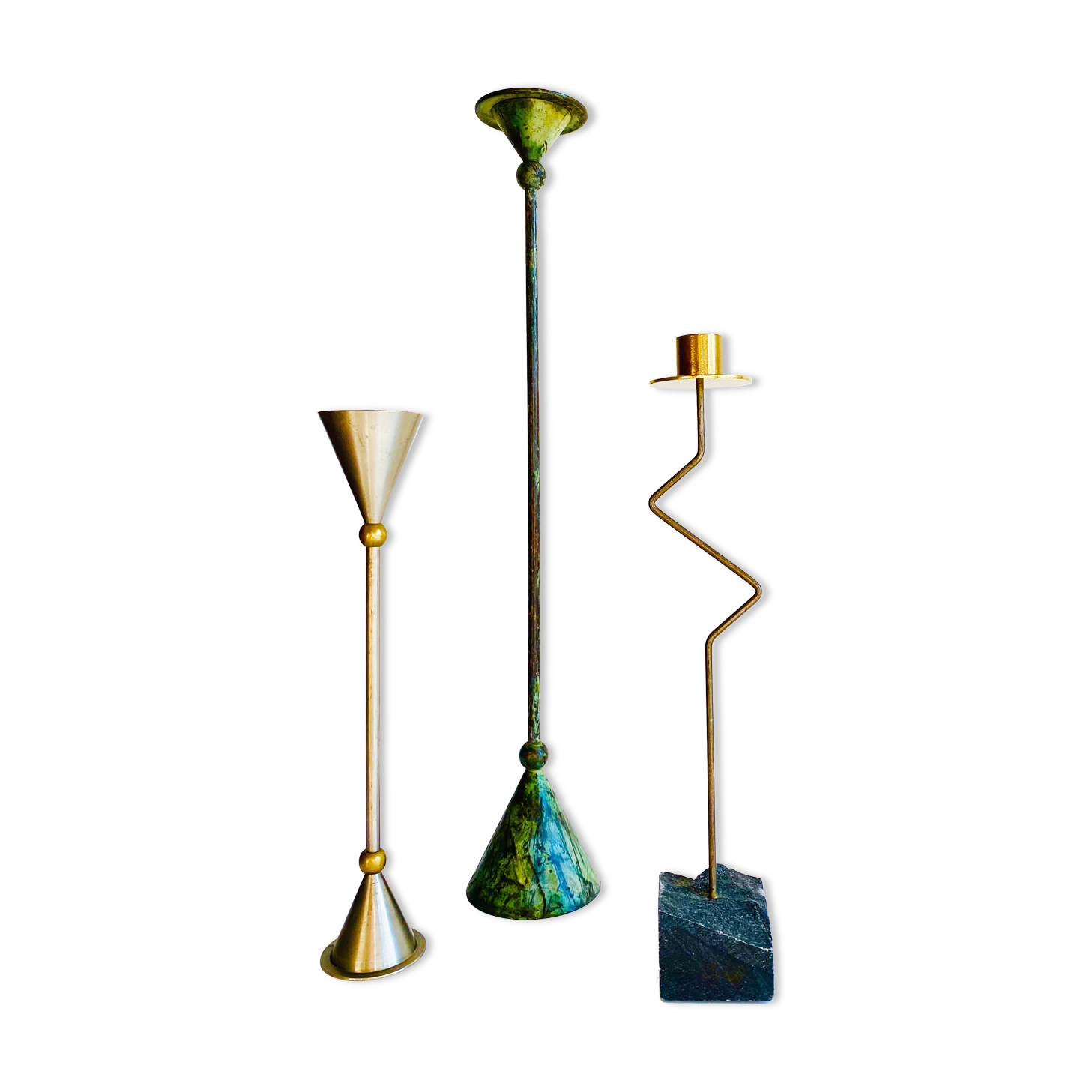 Set of three metal candle holders. Ikea, 80s