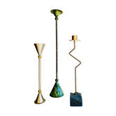 Ensemble de trois bougeoirs en métal. Ikea, années 80