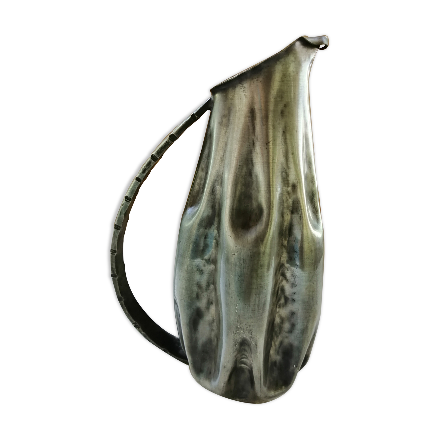 Tin pitcher signed and dated 1922