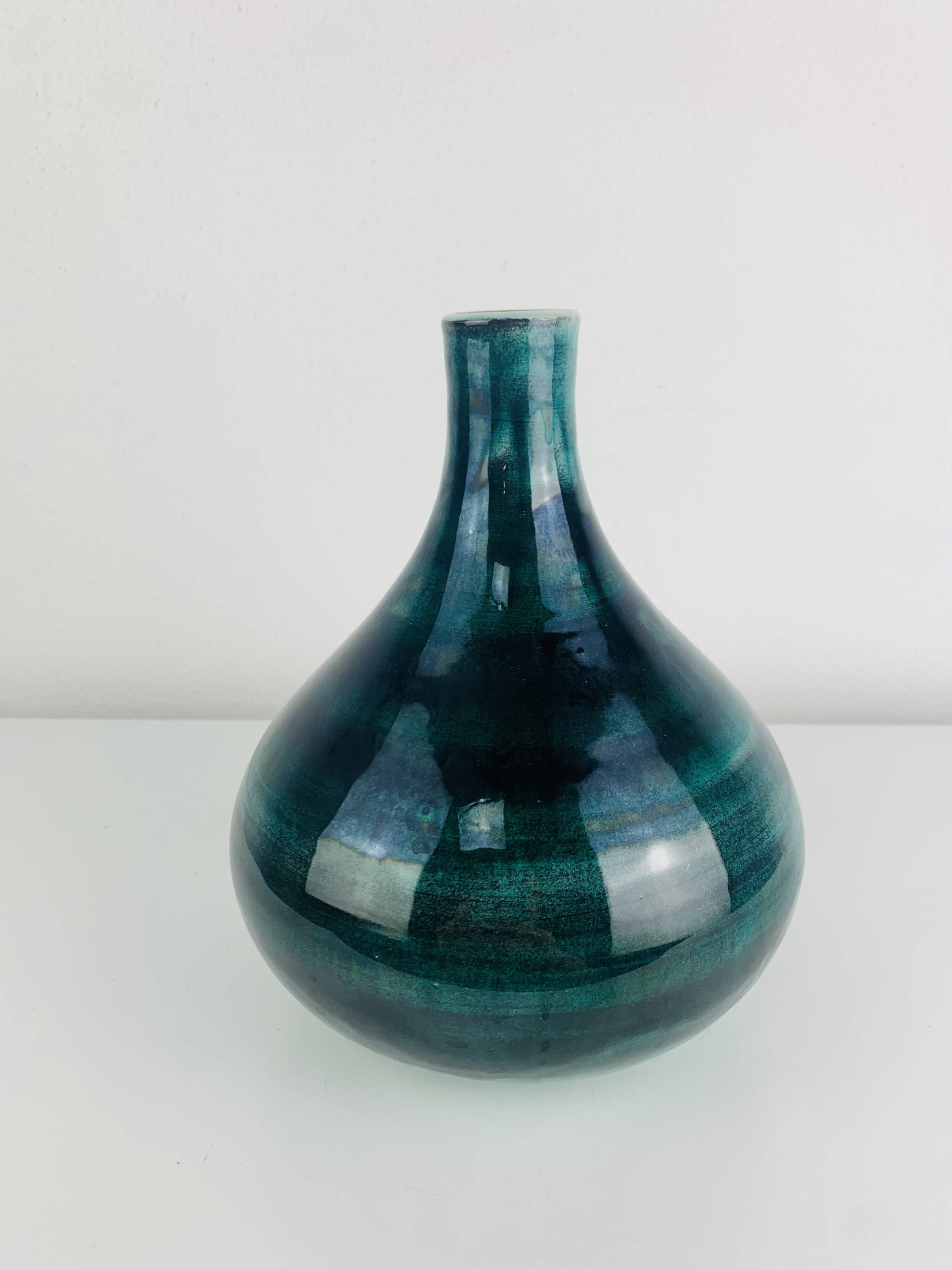 Green/blue ceramic vase, vintage
