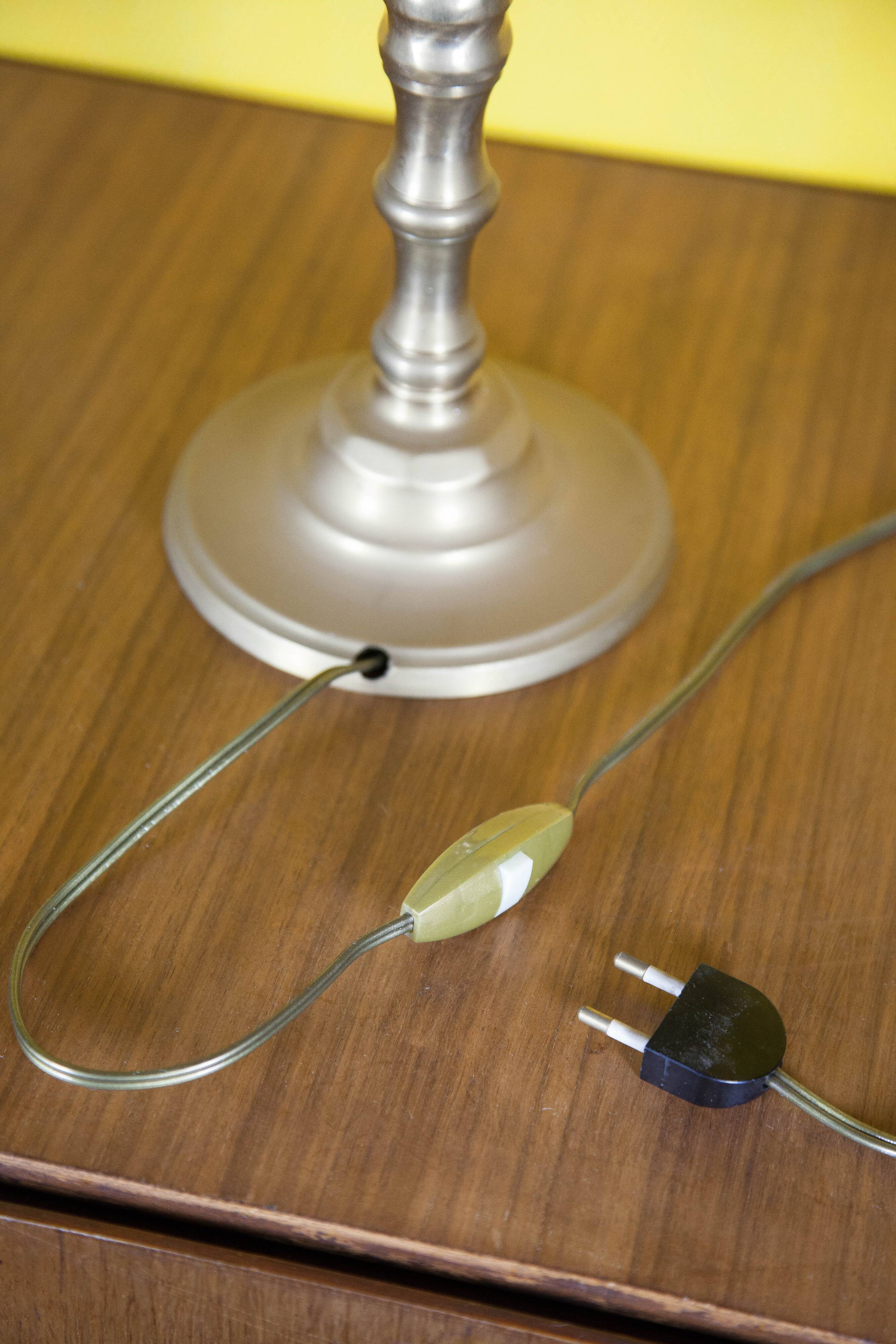 Large brass lamp with lampshade