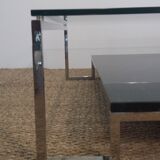 Coffee table marble chrome and glass 80