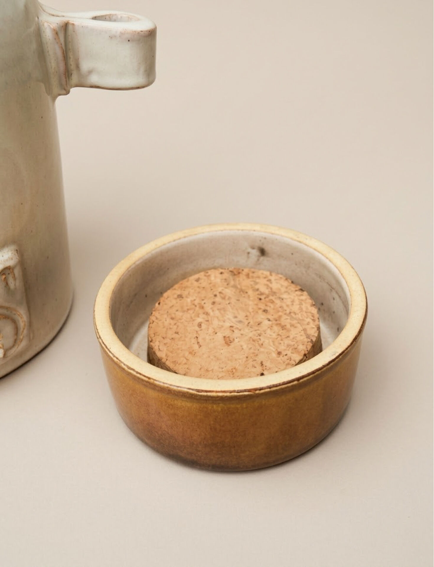Vintage olive pot in glazed stoneware Arts-Céram Grand Feu 1950-1960