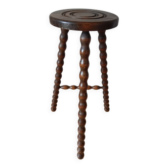 Tabouret tripode bois perlé
